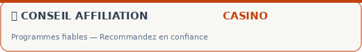 Conseil Affiliation Casino